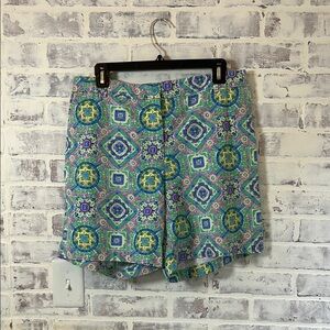 NWOT Talbots The Weekend Chino Shorts Women’s Size 14 Blue Multicolor 7” Coastal